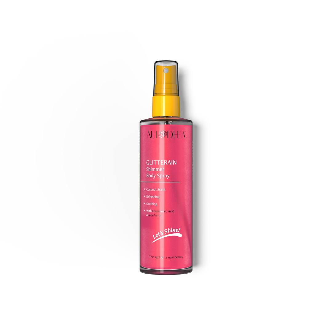 GLITTERAIN – roosa sädelusega kehasprei (kookose lõhn)